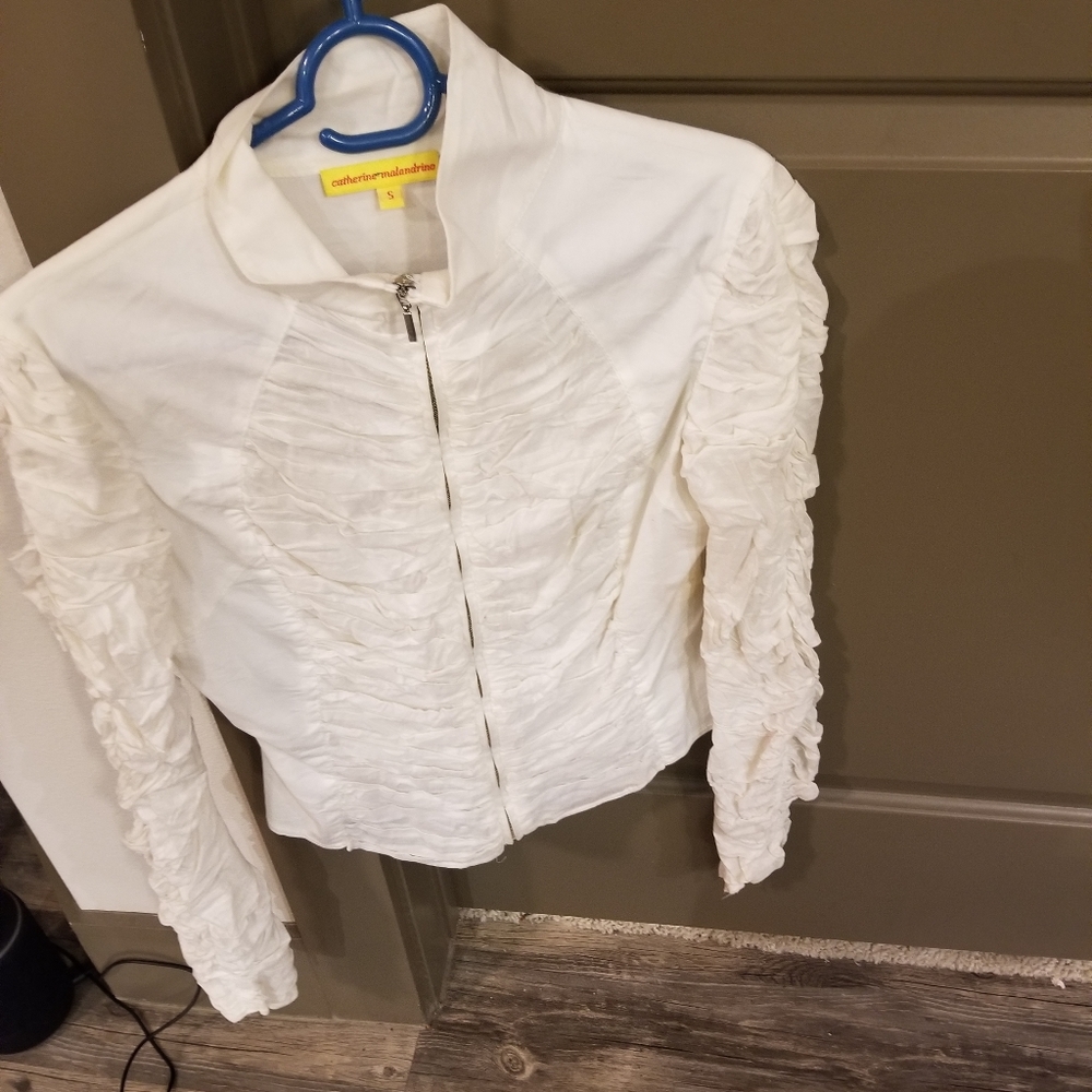 Malandrino shirred zip up sexy vintage blouse